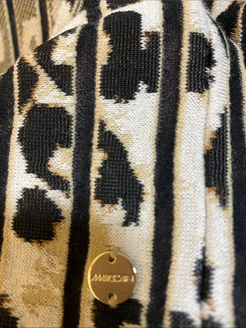 Marc Cain Striped Leo Leopard Jacquard Sweater Soft Cappuccino - Picture 8 of 8